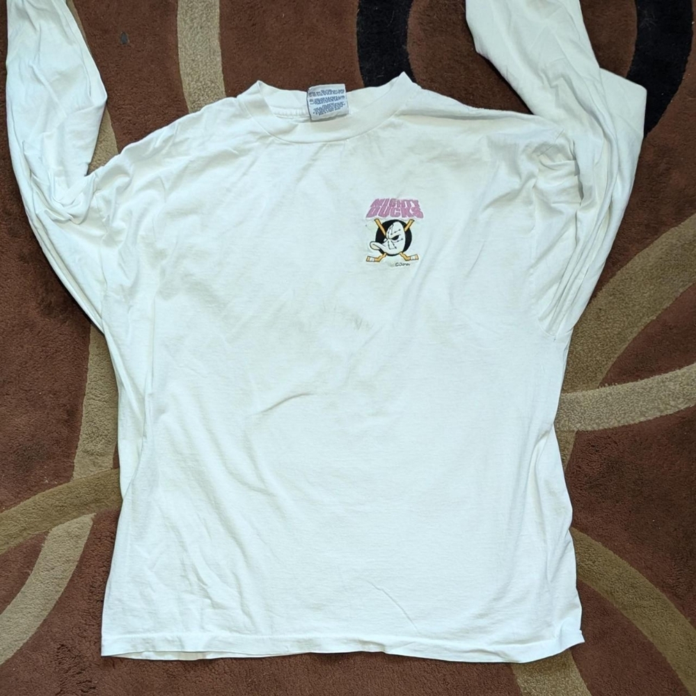 Vintage 90s Mighty Ducks Longsleeve Tee Size XL FLAW